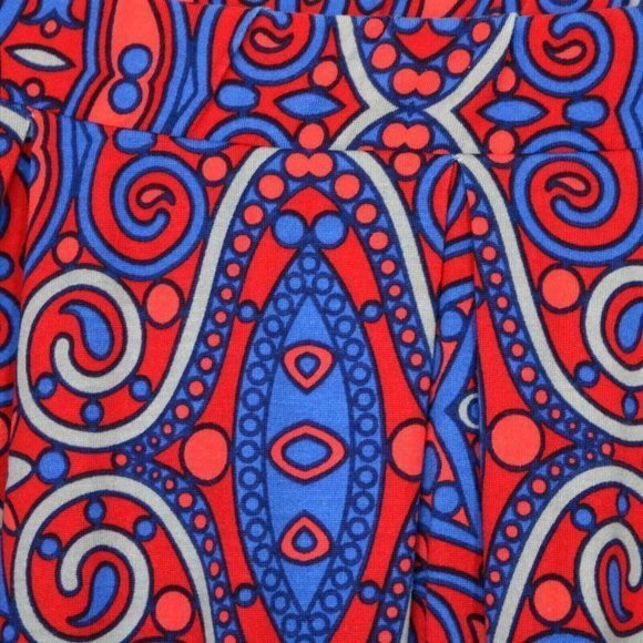 LuLaRoe Madison Pleated A-Line Skirt Red Blue Pockets M Medium - Picture 12 of 12